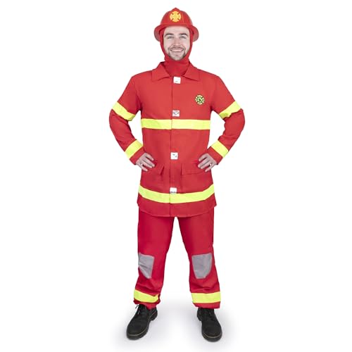 Dress Up America Déguisement De Pompier Pour Adultes - Costume De Pompier Homme Avec Casque - Ensemble De Déguisement De Pompier Rouge Pour Adultes