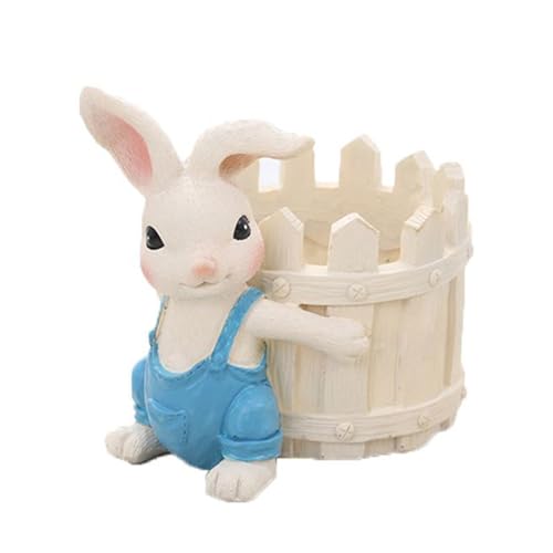 Macetas de conejo, maceta de Pascua de resina, adornos de jardinera de conejo, suministros de plan-tes en macetas resistentes a la intemperie para jardín, patio, pasillo, hall de entrada, ba