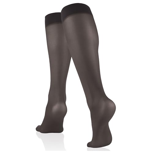 Image of Truform Sheer Compression Stockings, 8-15 mmHg, Women's Knee High Length, 20 Denier
