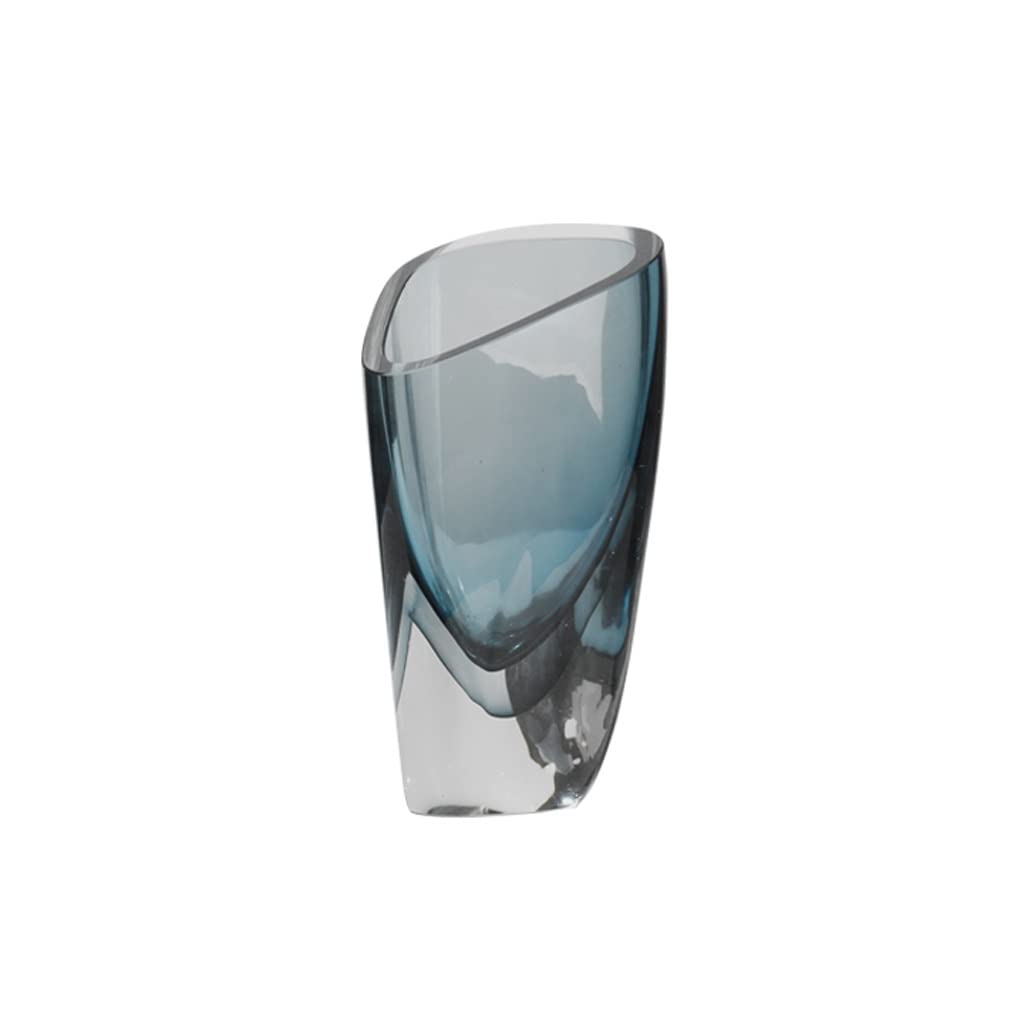 Vase de verre moderne bleu de 22cm idéal pour bouquet de fleurs séchées