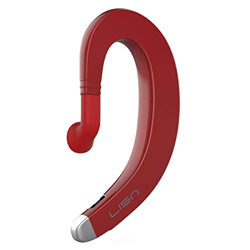 Bluetooth Earpiece, Ear Hook Wireless Single Ear Bluetooth Headphone with Mic, Ultralight Painless Bluetooth Earpiece 8-10 Hrs Playtime for Cell Phone (Classic Red)