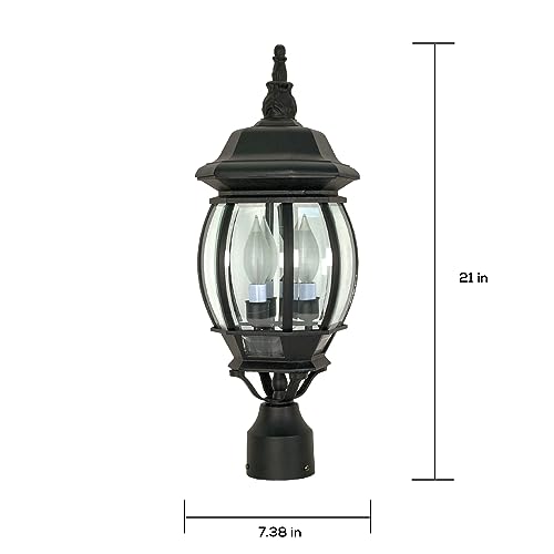 Image of Nuvo 60 /899, 3-Light Outdoor Post Lantern, Beveled Glass, Black