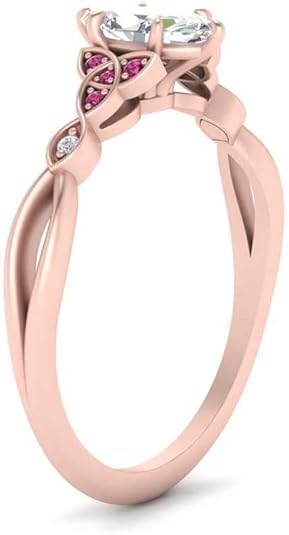 Image of 55Carat Choose Your Gemstone 14k Rose Gold Plated Marquise Shape Petite Engagement Ring Everyday Wedding Jewelry Handmade Gifts for Wife Celtic Knot Split Diamond CZ Birthstone Ring : US Size 4 to 12