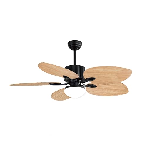 VENTILADOR TECHO 5 ASPAS HOJAS LAMPARA MADERA/M