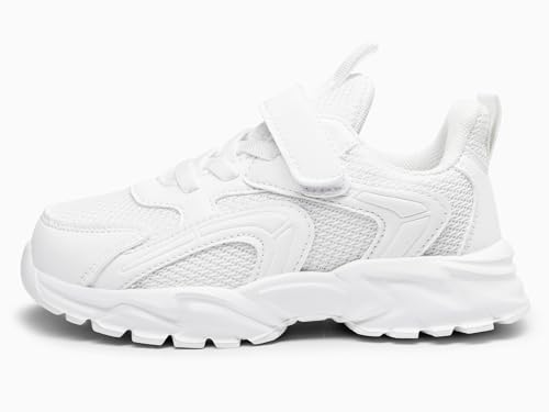 Haloumoning Boys Girls Sneakers Kids Athletic Running Sports Sneaker Unisex Hook-and-Loop Casual Outdoor Shoes, White, Little Kid, Size 13 by Haloumoning - Image 2
