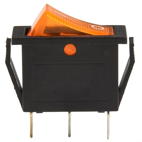 Generic - Rectangular Latching Neon Rocker Switch 3-Pin ON/OFF with Indicator Light, AC 16A 250V, Shovel Terminal, for Automotive, Electronics, Power Sockets, Coffee Pots, Massage Machines(yellow)