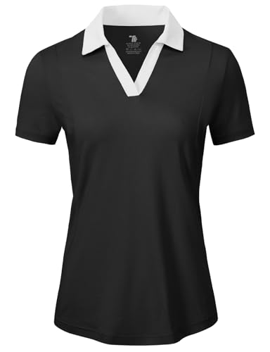 Image of BGOWATU Women's Short Sleeve Golf Tennis Polo Shirts V Neck Collared Workout Tops UV Protection Dry Fit