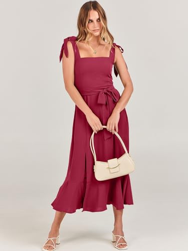 Image of ANRABESS Women's Square Neck Ruffle Split Midi Elegant Formal Wedding Guest Cocktail Bridesmaid Graduation Party Dresses