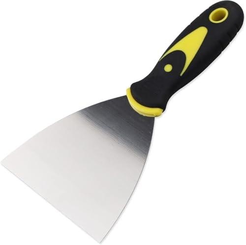 JRSHIRLEYLTD Spatola da parete in acciaio inossidabile, raschiatore di colore con manico morbido, spatola per riempire per carta da parati, cartongesso, adesivi, decorazione fai da te, rimozione