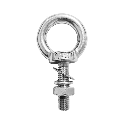 Pernos de ojo M8 con tuercas y arandelas, pack de 4 argollas de elevación en acero inoxidable 6