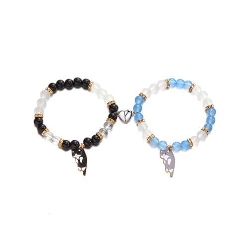 Couples Friendship Heart Bracelets Kawaii Cat Designs Best friend Matching Bracelet for Women Men