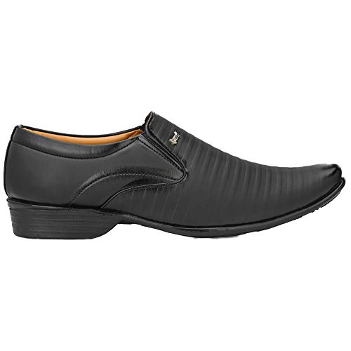 Image of Leatherkraft Striped Formal Slip-On Shoes