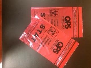 RED - STAT - Biohazard Specimen Bags 6" X 9",100 PER Pack