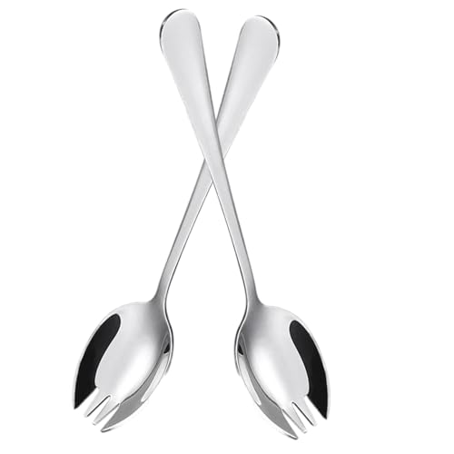 2 Pcs Stainless Steel Sporks – Long Handled Multi-Use Sporks for Outdoor Camping, Picnics, and Everyday Meals