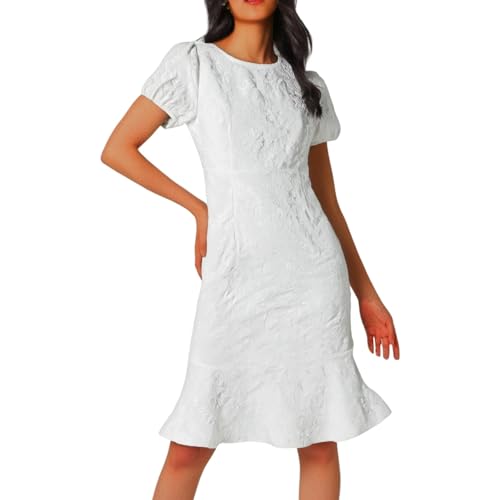 Robe midi d'été ajustée à motif floral et col rond style décontracté
