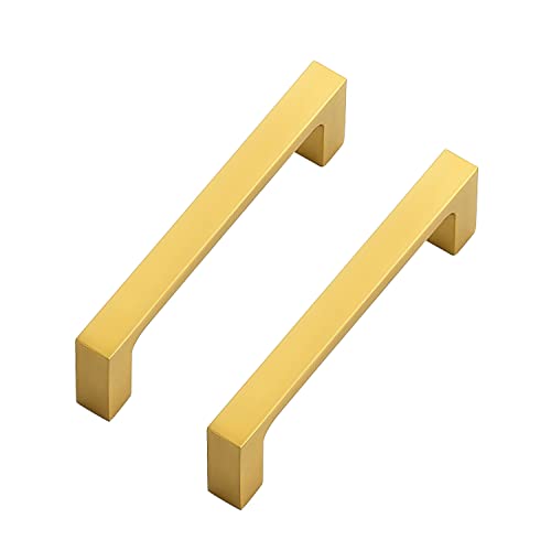 Ravinte 20 Pack Solid 3-1/2 Inch Kitchen Square Cabinet Handles Brushed Brass Cabinet Pulls Drawer Pulls Kitchen Cupboard Hardware Handles