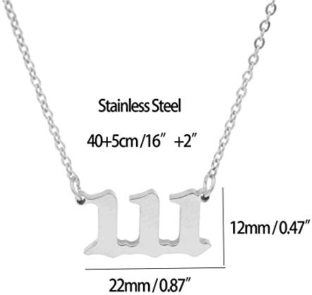Angel Number Necklace For Women, Gold Plated Dainty 111 222 333 444 555 666 777 888 999 Pendants Choker Chain Numerology Jewelry
