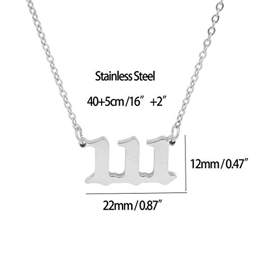 Angel Number Necklace For Women, Gold Plated Dainty 111 222 333 444 555 666 777 888 999 Pendants Choker Chain Numerology Jewelry