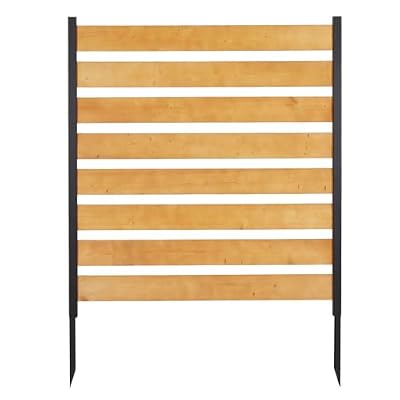 Privacy Fence Panels for Outside No Dig Fence Screen Garden Fence Wooden Air Conditioner Fence Panels for Outdoor Yard Trash Cans, AC, Compost Bin(48" W x 48" H-Horizontal-1 Panels Wood+Metal)