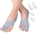 KOEMCY Hallux Valgus Korrektur, 1 Paar Hallux Valgus Zehenspreizer Socken Bunion Corrector Big Toe Straightener Bunion Splint Support Valgus Korrektur Silikon für Männer und Frauen (L, Grau)