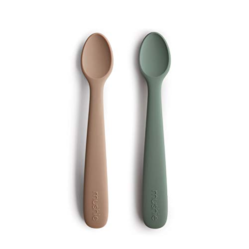 mushie Silicone Baby Feeding Spoons | 2 Pack (Dried Thyme/Natural) by mushie - Used condition - US$8.44