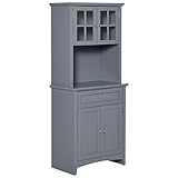 HOMCOM Elegant Buffet with Hutch, Kitchen Pantry Storage Cabinet with Framed Glass Door Drawer and...