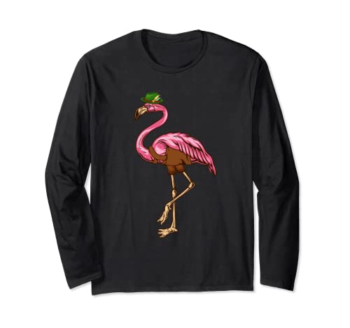 Flamingo Lederhosen Oktoberfest Disfraz lindo animal bávaro Manga Larga