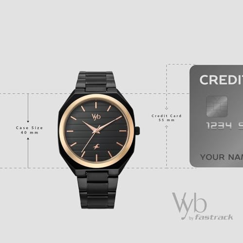 Image of Fastrack Vyb 6.0 Horizon Quartz Black Shaped Dial Men's Watch | Stainless Steel Strap Material Analog | Guys Analog Watches - FV30031KM02
