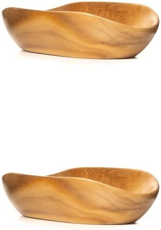 Rainforest Bowls Set of 2 Javanese Oval Yakizara Wooden Appetizer Plate - Perfect for Everyday Use- Hot & Cold Friendly, Ultra-Durable, Premium Wooden Plates- Handcrafted by Indonesian Artisans