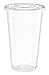 GUSTO Clear Plastic Cups with Flat Lids [24 oz - 100 Count] - Disposable Iced Coffee Cups with Lids - PET Plastic Cold Cups for Smoothies, Juices & To-Go Drinks - Formerly Comfy Package