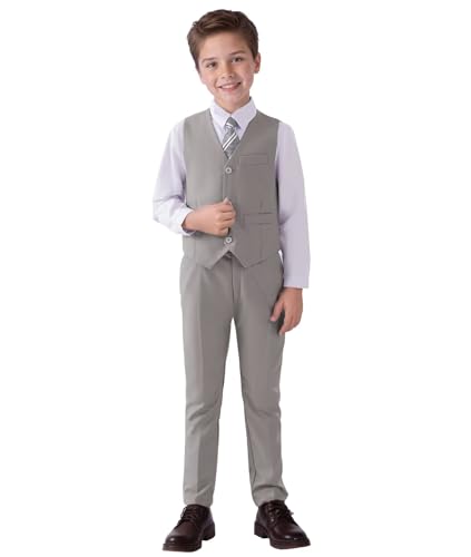 Boys Pants Solid Color Flat Front Adjust Waist Trousers4
