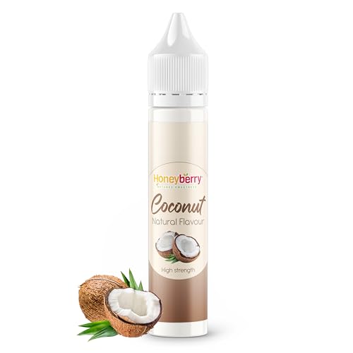 HONEYBERRY Aroma Natural Alimentario – Esencia Líquida Altamente Concentrada para Repostería, Postres, Bebidas y Cocina – Sin Aditivos Artificiales (30ml, Coco)