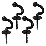 BESTYASH 4 Piezas Ganchos de Metal para Cortinas Soportes de Aleación de Zinc Negros Colgadores de Pared Resistentes y Modernos para Uso Hogar Oficina y Baño