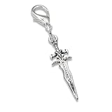 Gothic Silver Dagger Clip-on Charm, Bold Fantasy Accessory for Alternative Fashion Bags & Jewelry
