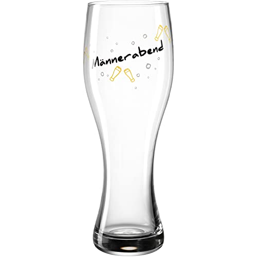 Leonardo Presente Weizenbier-Glas Männerabend, 1 Stück, spülmaschinenfestes Weizen-Glas mit Schriftzug und Motiv, Bierglas, 500 ml 044522