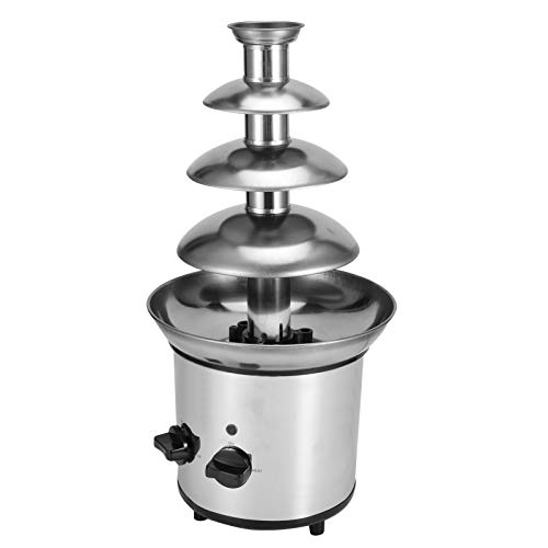 GYZOUKA 4 Layer Chocolate Fountain Machine Stainless Steel Electric Chocolate Melter Fondue Maker for Parties Weddings Birthdays with Easy Food Grade Design (US Plug 110V)