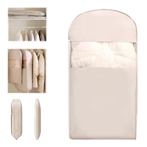 Garment Bags for Hanging Clothes, Self-Compressing Garment Storage Bags with Zippers, Suit Bags for Closet Storage, Space Saving Hanging Protector, Dust Cover Clothes Bags for Coats, Suits