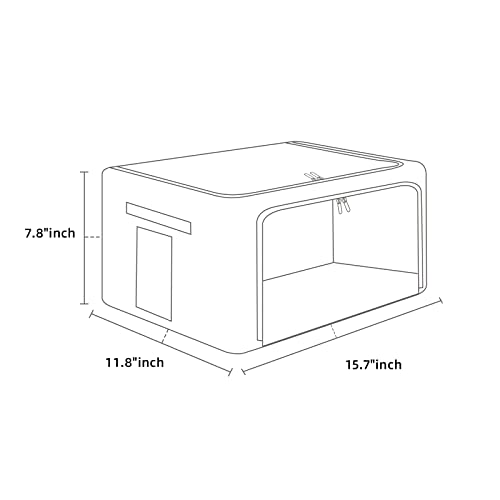 2 Pack Clothes Storage Bins- Foldable Metal Frame Storage Box Linen Fabric Organizer Set with Carrying Handles and Clear Windo-22L (Black, 15.7x 11.8x 7.8Inch) - Thumbnail 4