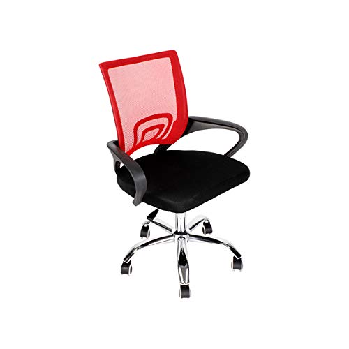 Cadeira De Escritório Executiva C/Base Cromada Giratória 360º Vermelha