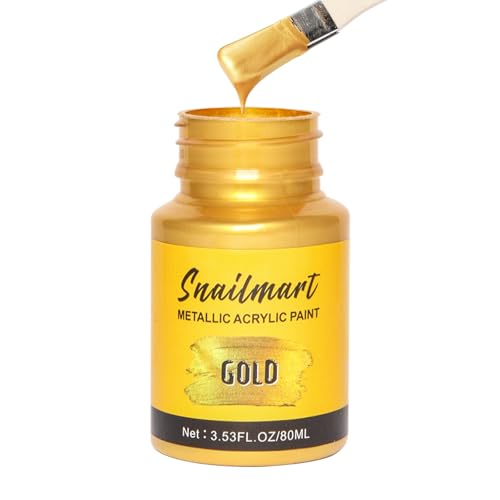 Image of 80ml Acrylic Paint Metallic Gold,Gold Leaf Paint for Art Painting, Hand-crafts, Non-Toxic, Non-Fading for Canvas, Wood, Fabric, Ceramic, Stone Craft Supplies