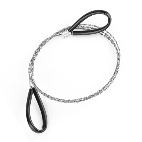Stainless Steel Wire Saw for PVC Hose,Pipe,Tubing, General Tools Cable Saw 29.53inch Serrated Cutting Cable with Two Handles for Cutting Wood, Plastic, Bone, Rubber