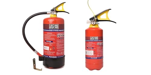 Image of Secure Guard ABC Powder Type (4kg + 1kg Combo) Fire Extinguisher ISI Mark with Wall Mount Hook and How to use Instruction Manual for Home, Kitchen, Office, School and Industrial Use