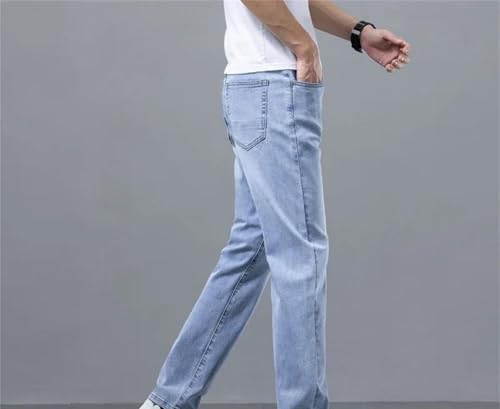 Men's Business Casual Jeans Stretch Straight Leg Soft Breathable Denim Pants Spring Summer Classic Trousers2