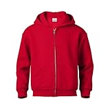 Soffe Boys 2-7 Heavy Weight Zip Hood, Red, Small