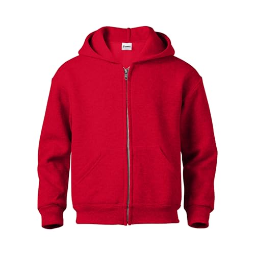 Soffe Boys 2-7 Heavy Weight Zip Hood, Red, Small