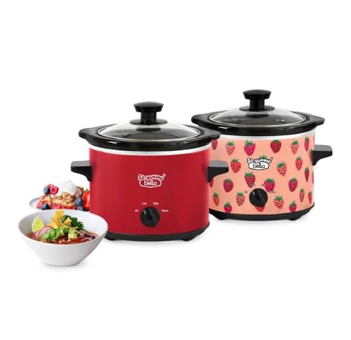 So Yummy by bella 2.0qt Twin Set Slow Cooker Red and Strawberry Pattern