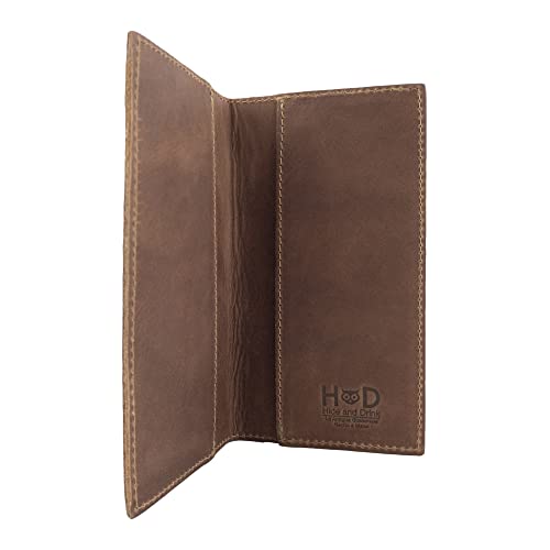 Image of Hide & Drink, Checkbook Cover, Minimalist Organizer for Personal or Business Finances, Bill Holder, Full Grain Leather, Handmade, Single Malt Mahogany