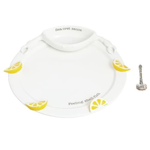 Mud Pie White Ceramic Seafood Platter With Dip