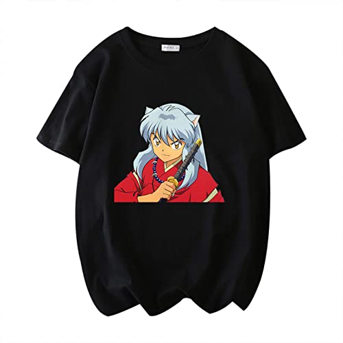 dashcos Anime Inuyasha Camiseta Inuyasha Camiseta pulóver Higurashi Kagome Moda Casual Dibujos Animados Estampado Manga Corta Top para Unisex Cover