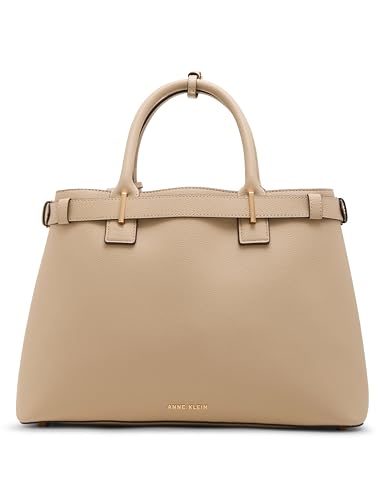 Image of Anne Klein Womens Belted Satchel with Convertible Strap, Sesame